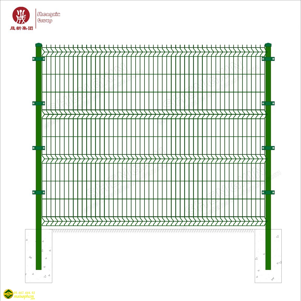 hàng rào lưới trụ vuông 60